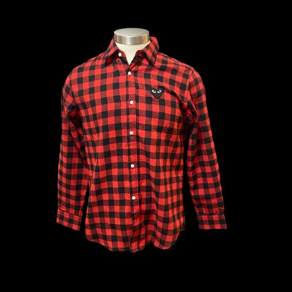 comme des garcons play cdg flannel red Sz M made in Japan - Picture 1 of 8
